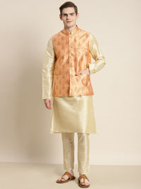 SOJANYA Men Gold-Toned Ethnic Motifs Kurta with Churidar