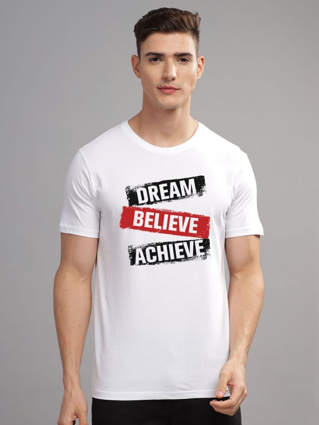 ADRO Men Typography Printed Applique T-shirt