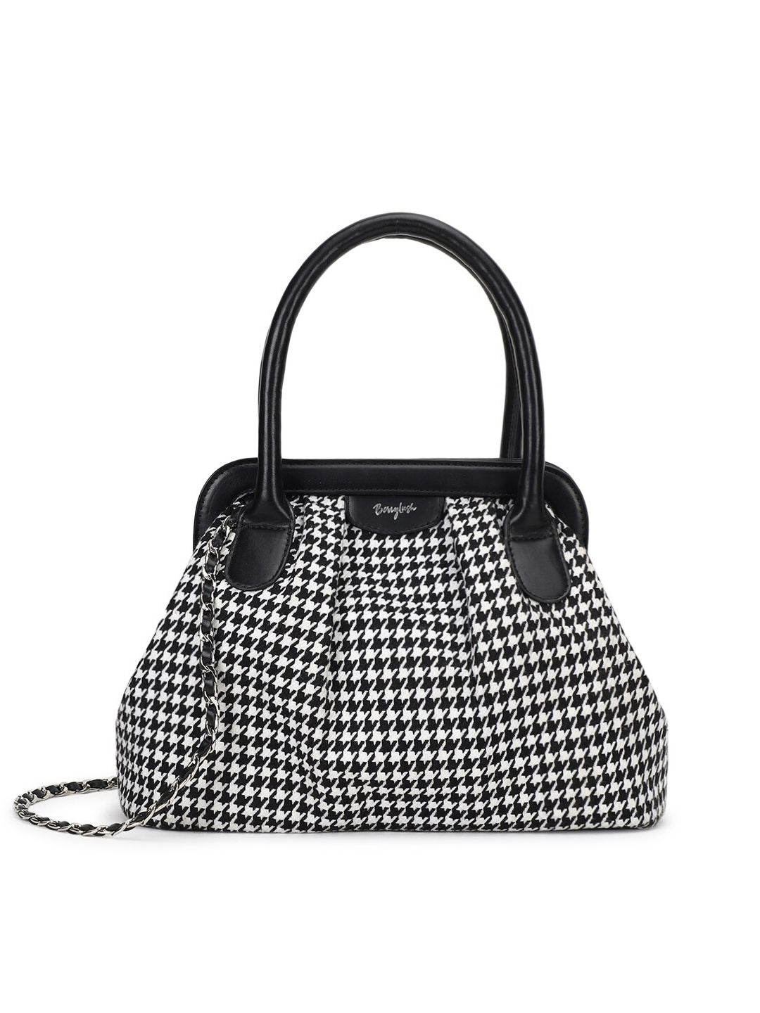 Berrylush Checked Structured Handheld Bag