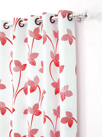 Story@home Nature White & Red 2 Pieces Ethnic Motifs Printed Window Curtains