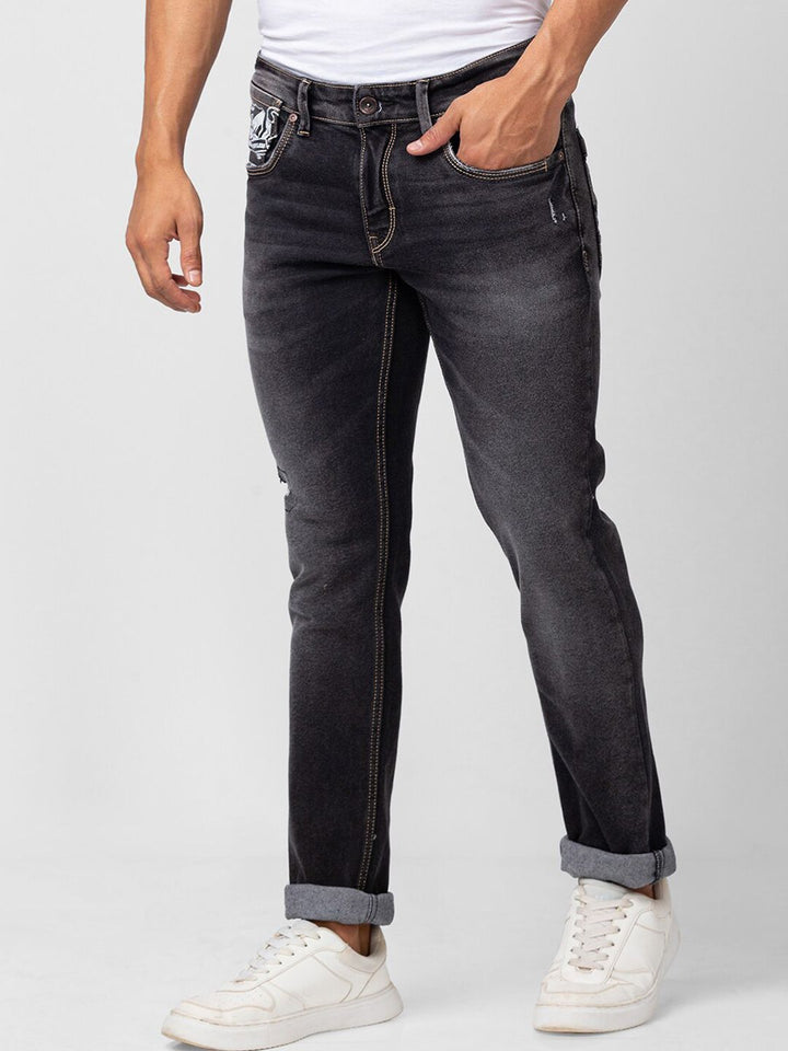 SPYKAR Men Slim Fit Low-Rise Low Distress Heavy Fade Jeans