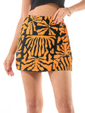 Bewakoof Women Black & Orange All Over Printed Lounge Shorts