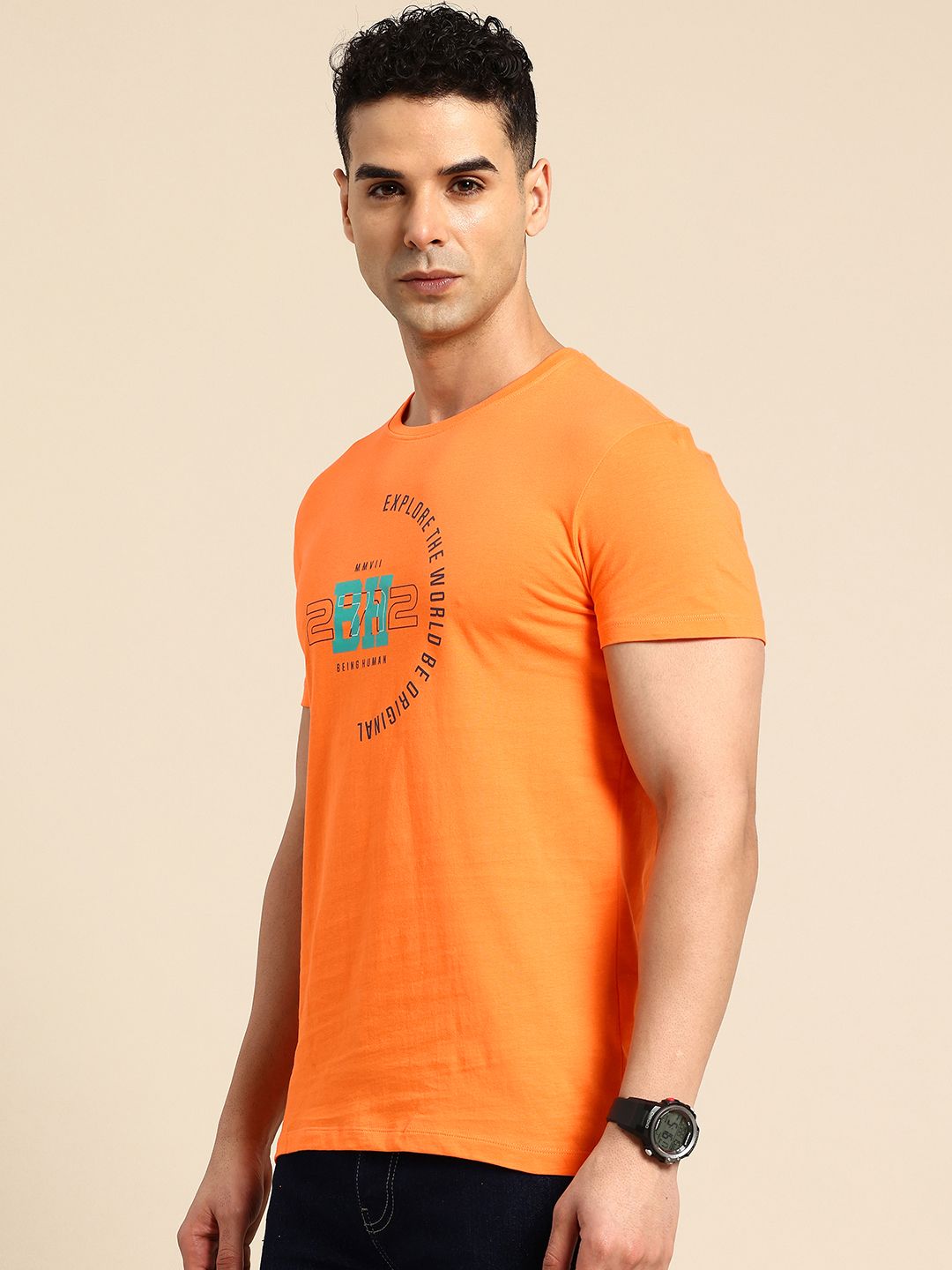 Being Human Pure Cotton Typography Printed T-shirt