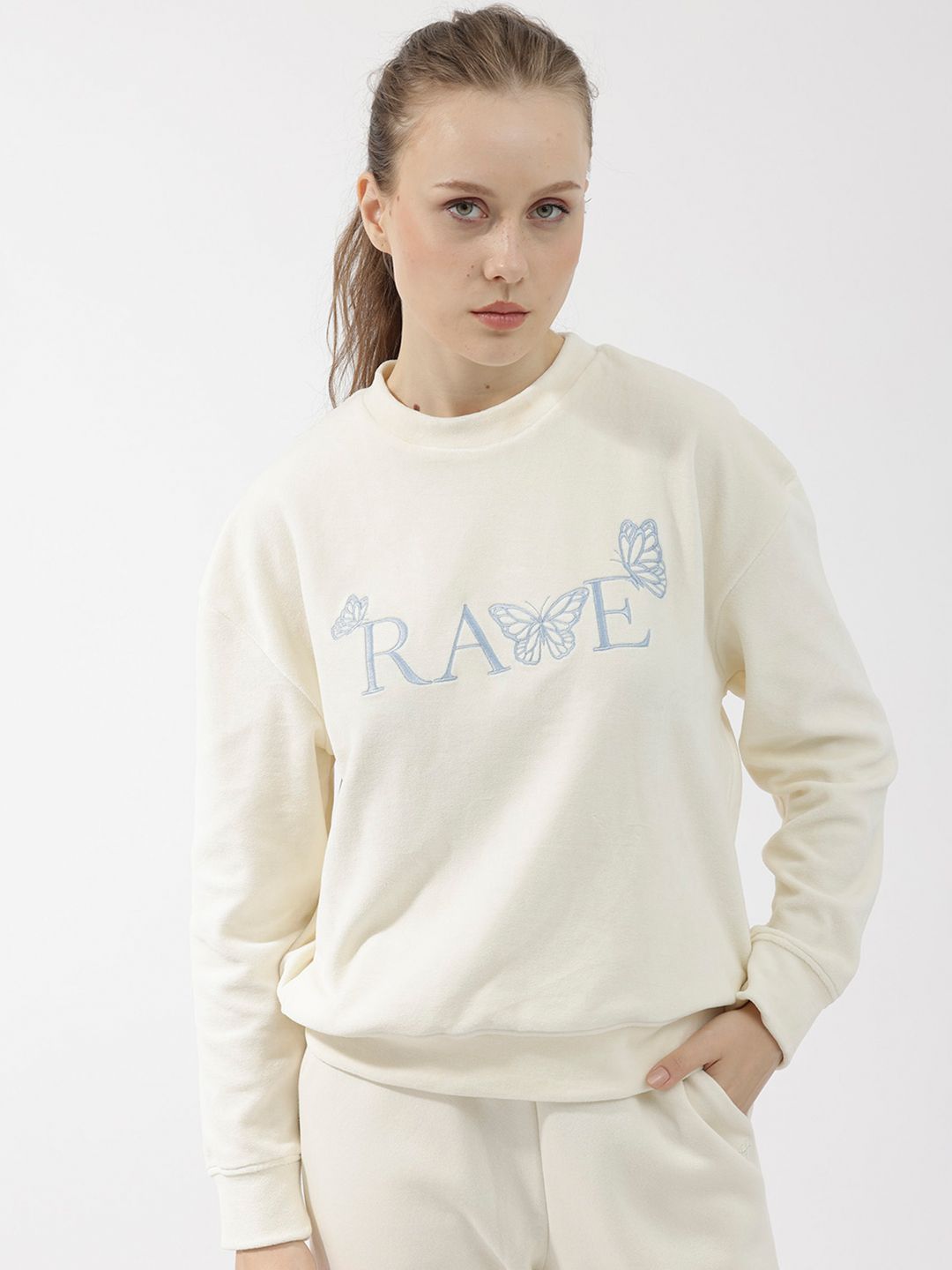 RAREISM Round Neck Embroidered Sweatshirt