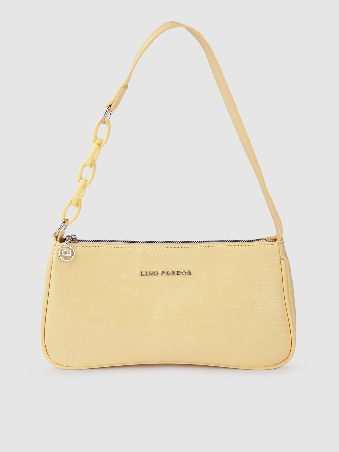 Lino Perros Women Yellow Animal Printed PU Structured Shoulder Bag