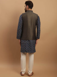 SOJANYA Ethnic Motifs Embroidered Kurta with Churidar & Nehru Jacket