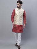 SOJANYA Embroidered Regular Kurta With Pyjamas & Nehru Jacket