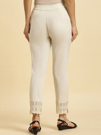 W Women Straight Fit Mid-Rise Plain Cropped Cigarette Trousers