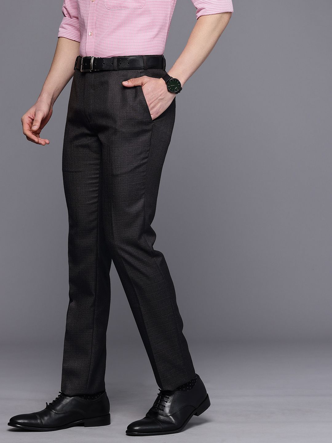 Raymond Men Textured Slim Fit Formal Trousers