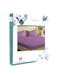 Myntra Elegant Homes Book Fold Purple Cotton 300 TC Fitted King Fine Bedsheet with 2 Pillow Covers-98 x 89 inches