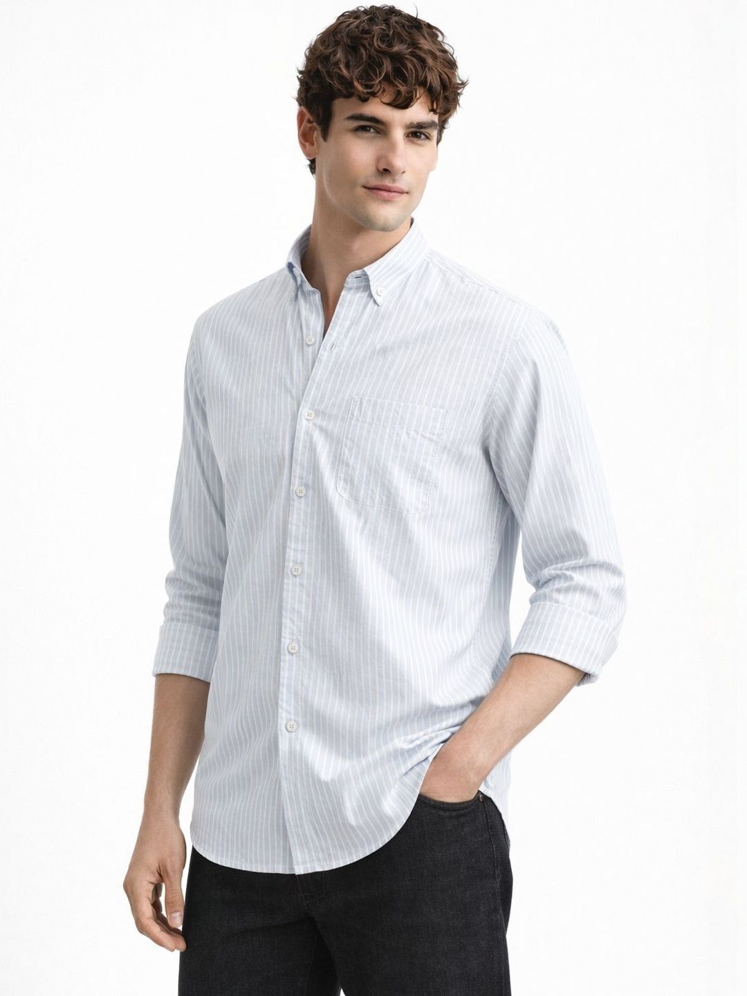 ADRO Men Standard Striped Casual Shirt