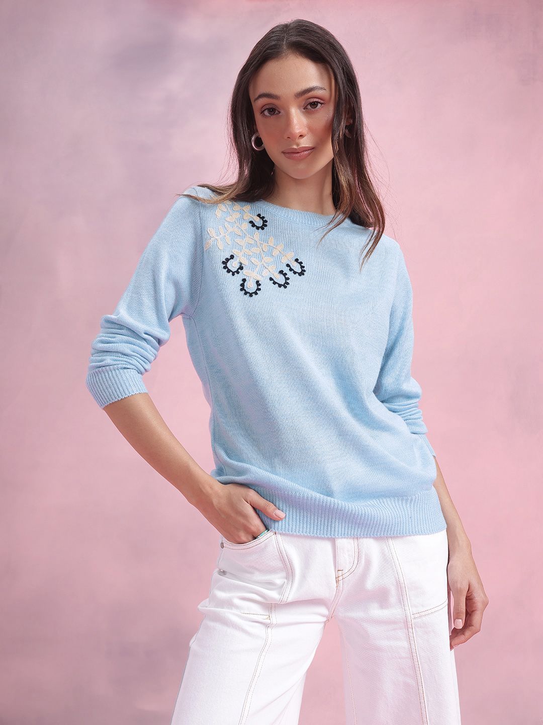 DressBerry Floral Embroidered Pullover