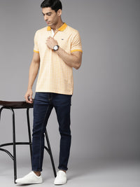 Park Avenue Men Geometric Print Polo Collar Slim Fit T-shirt