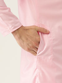 SOJANYA Men Pink Solid Straight Kurta