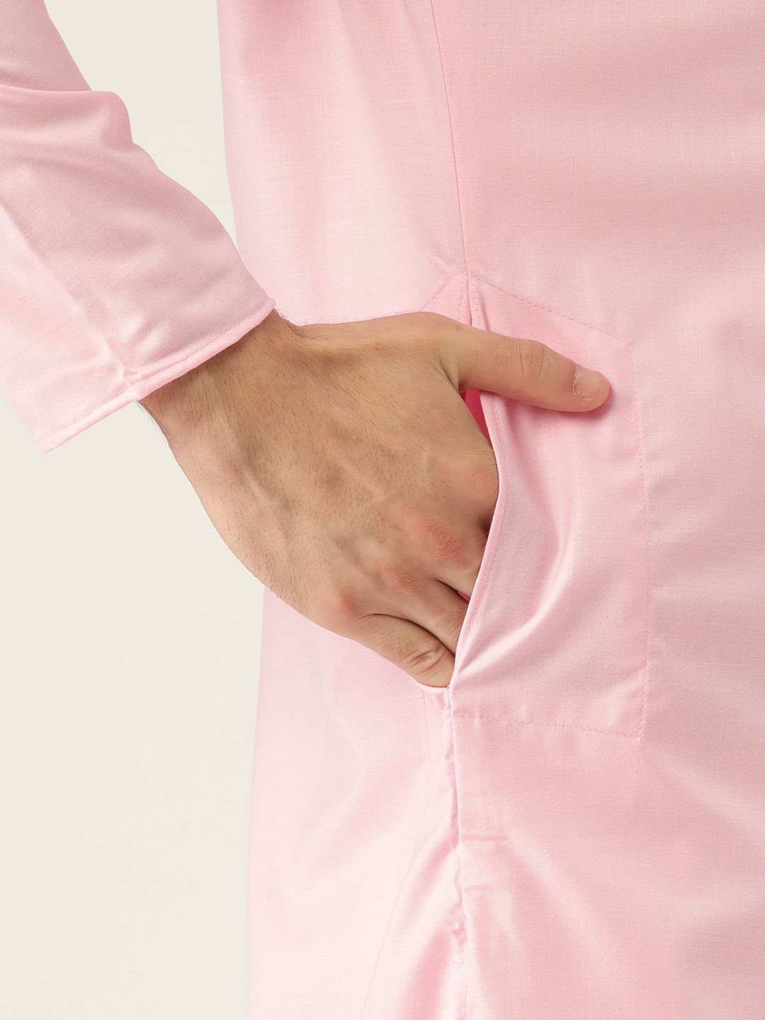 SOJANYA Men Pink Solid Kurta Straight