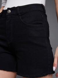 Miss Chase Women Loose Fit High-Rise Denim Shorts