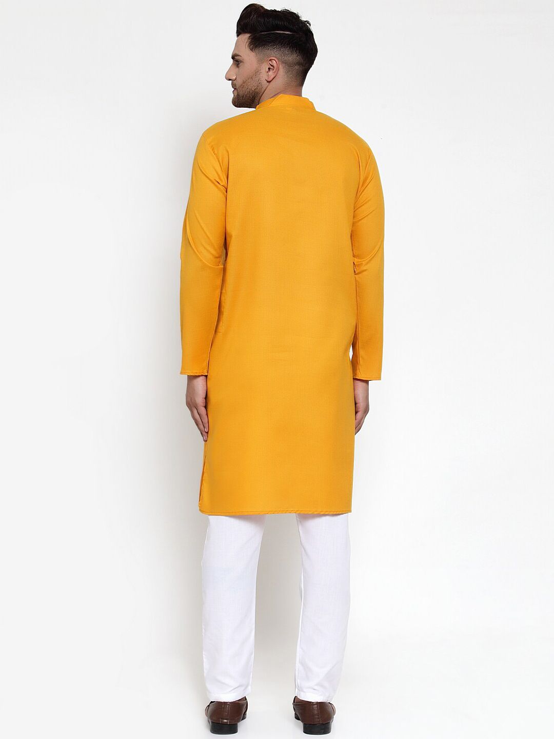 Jompers Men Orange Solid Kurta with Pyjamas
