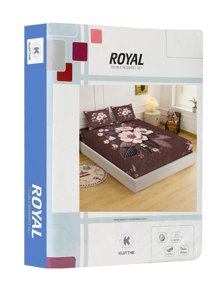 KLOTTHE Rust 140 TC King Bedsheet with 2 Pillow Covers