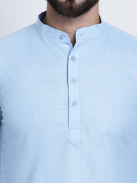Anug by SOJANYA Men Blue Band Collar Kurta