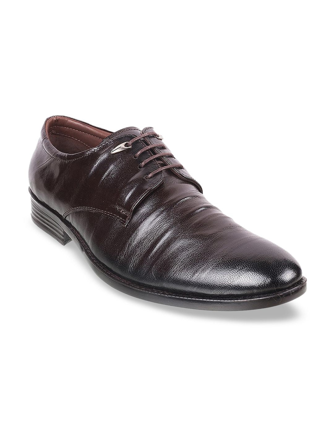 Metro Men Brown Solid Formal Derbys