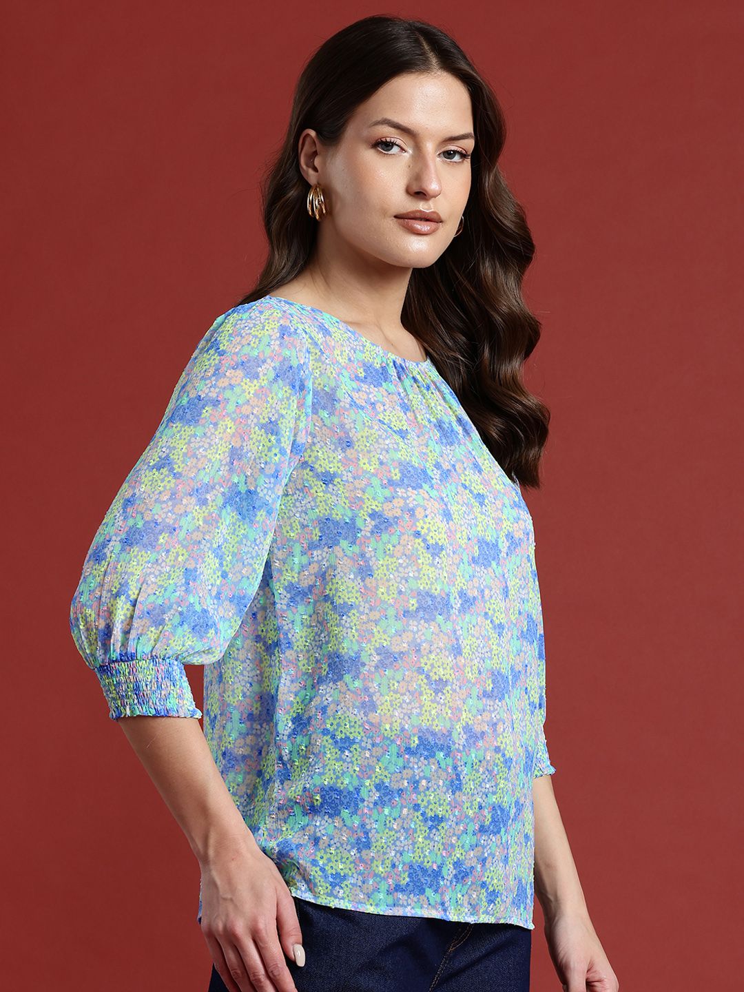 all about you Floral Print Semi Sheer Top