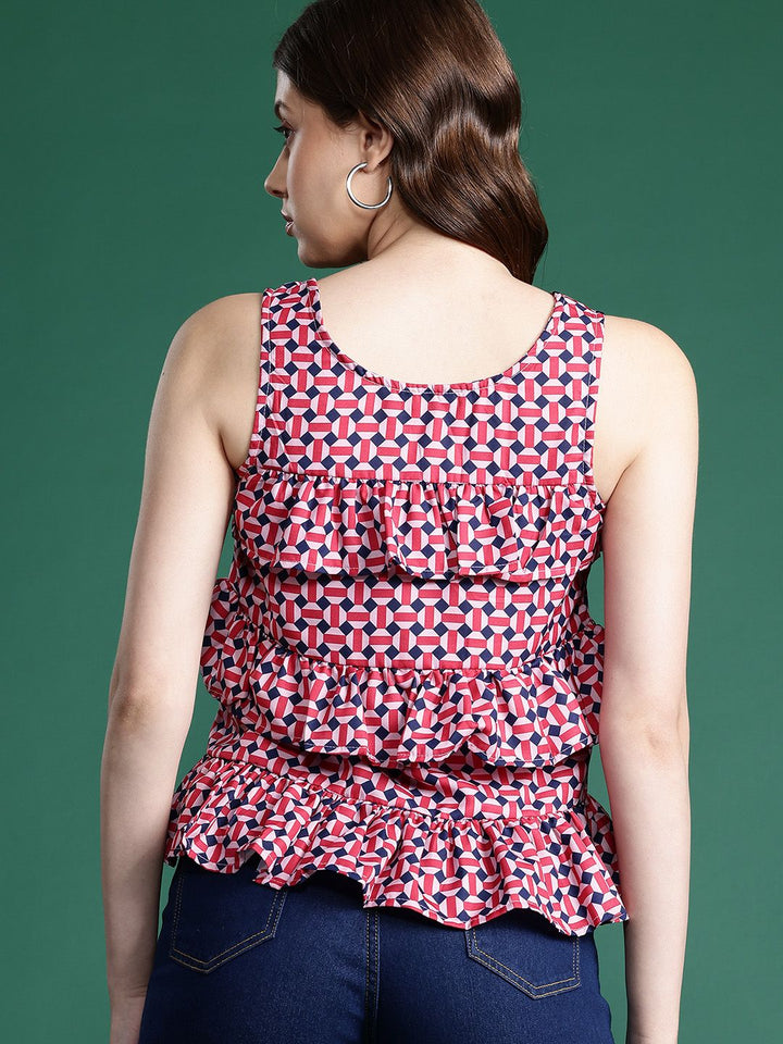 DressBerry Geometric Print Tiered Top