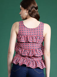 DressBerry Geometric Print Tiered Top