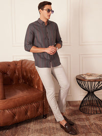 DENNISON Smart Striped Button-Down Collar Casual Shirt