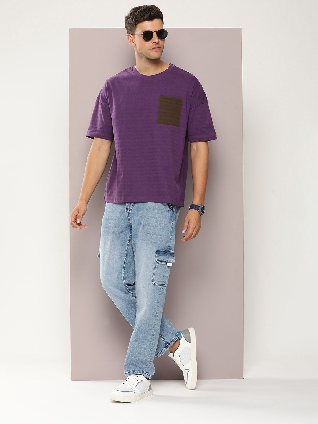 DILLINGER Men Self Design Oversized T-shirt