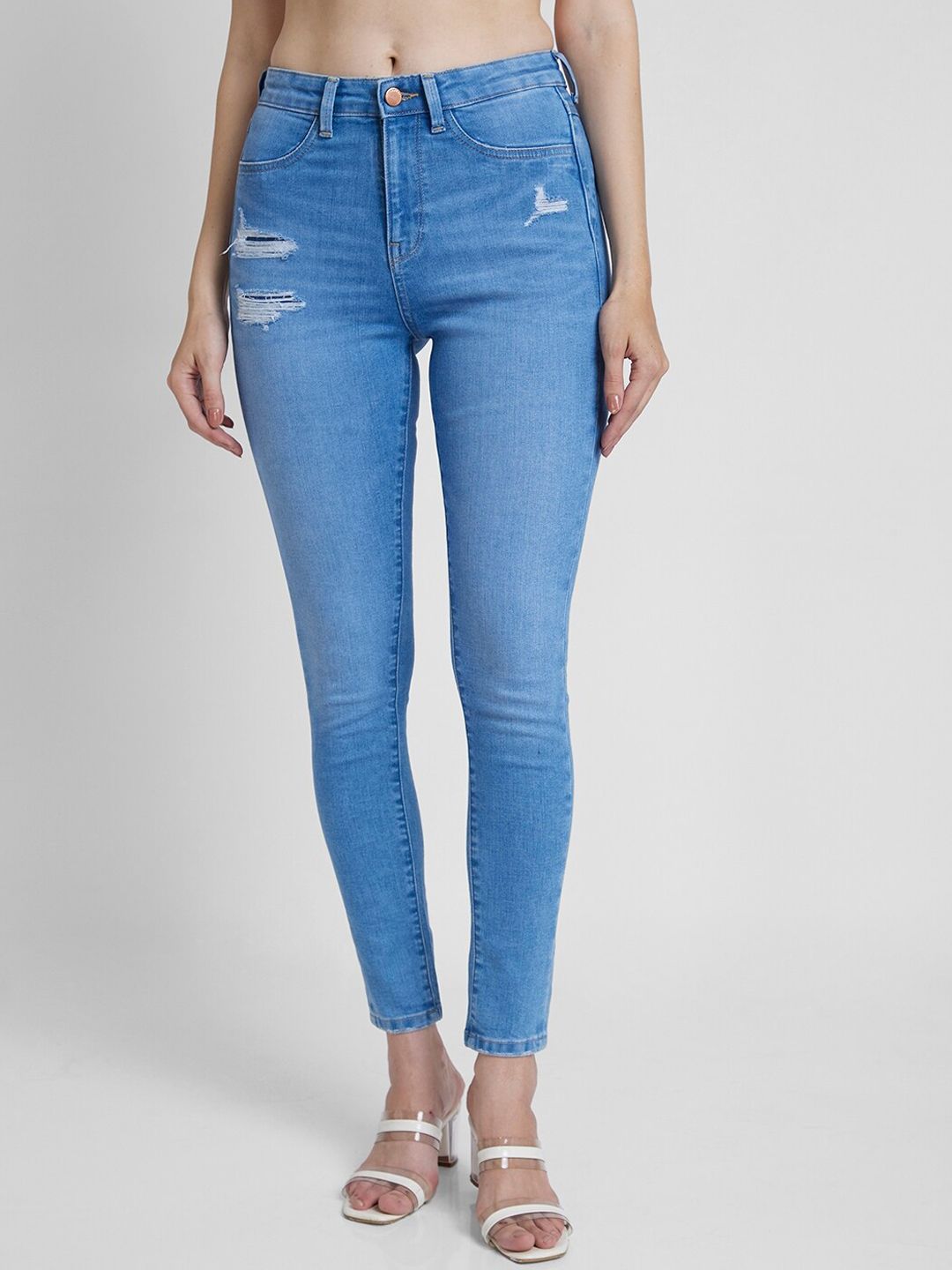 SPYKAR Women Super Skinny Fit Mild Distressed Stretchable Jeans