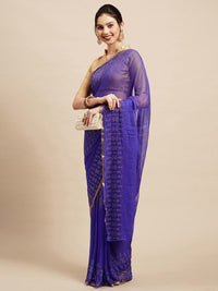 Saree mall Blue Embellished Zari Sarees