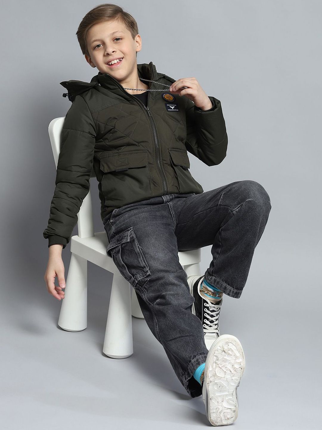 Monte Carlo Boys Hooded Solid Casual Lightweight Padded Jacket