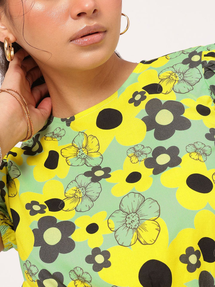 DressBerry Flower Child Essentials Print Crop Blouson Top