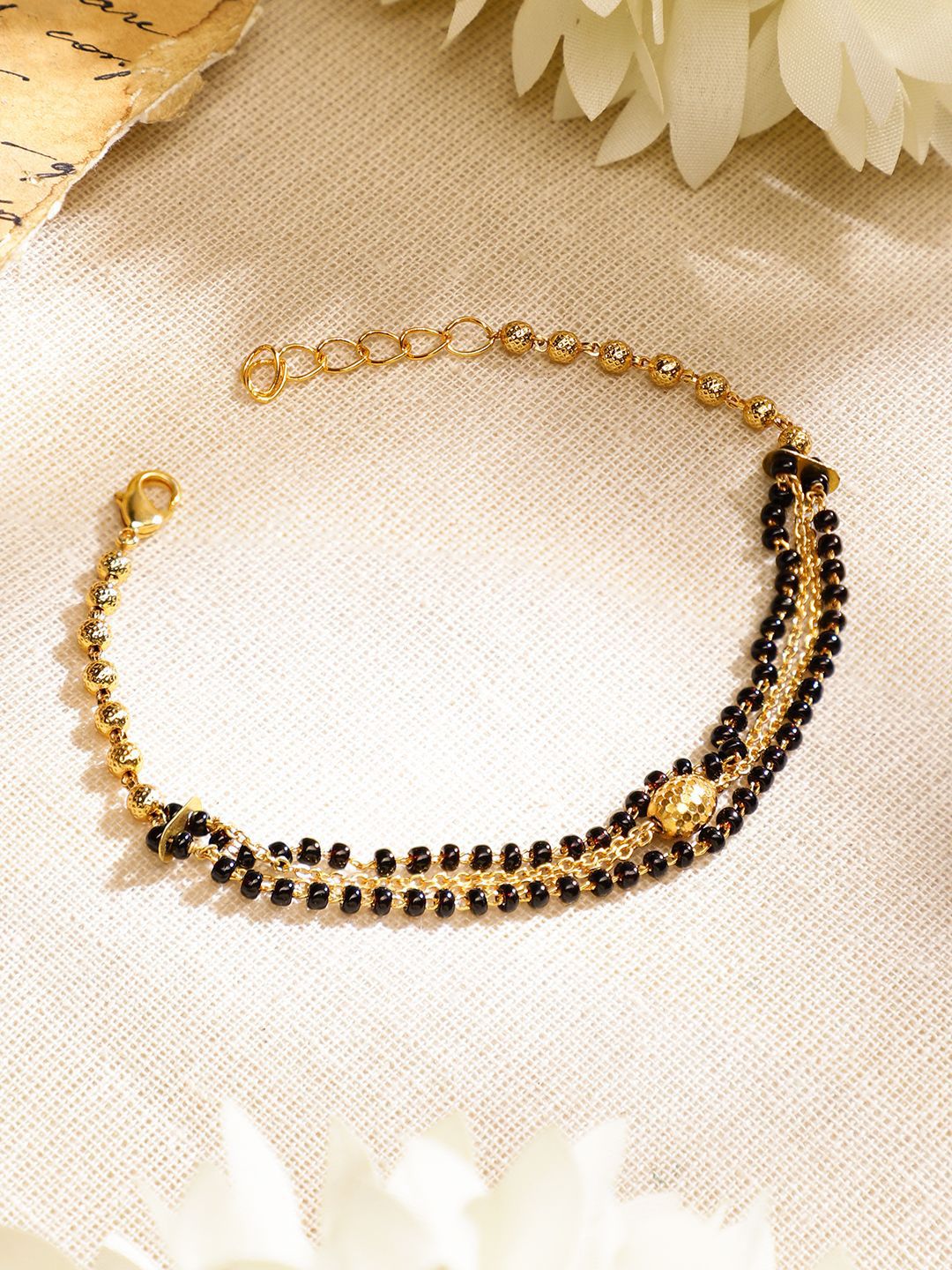Rubans 18K Gelang Mangalsutra Rantai Black & Golden Chain Mangalsutra