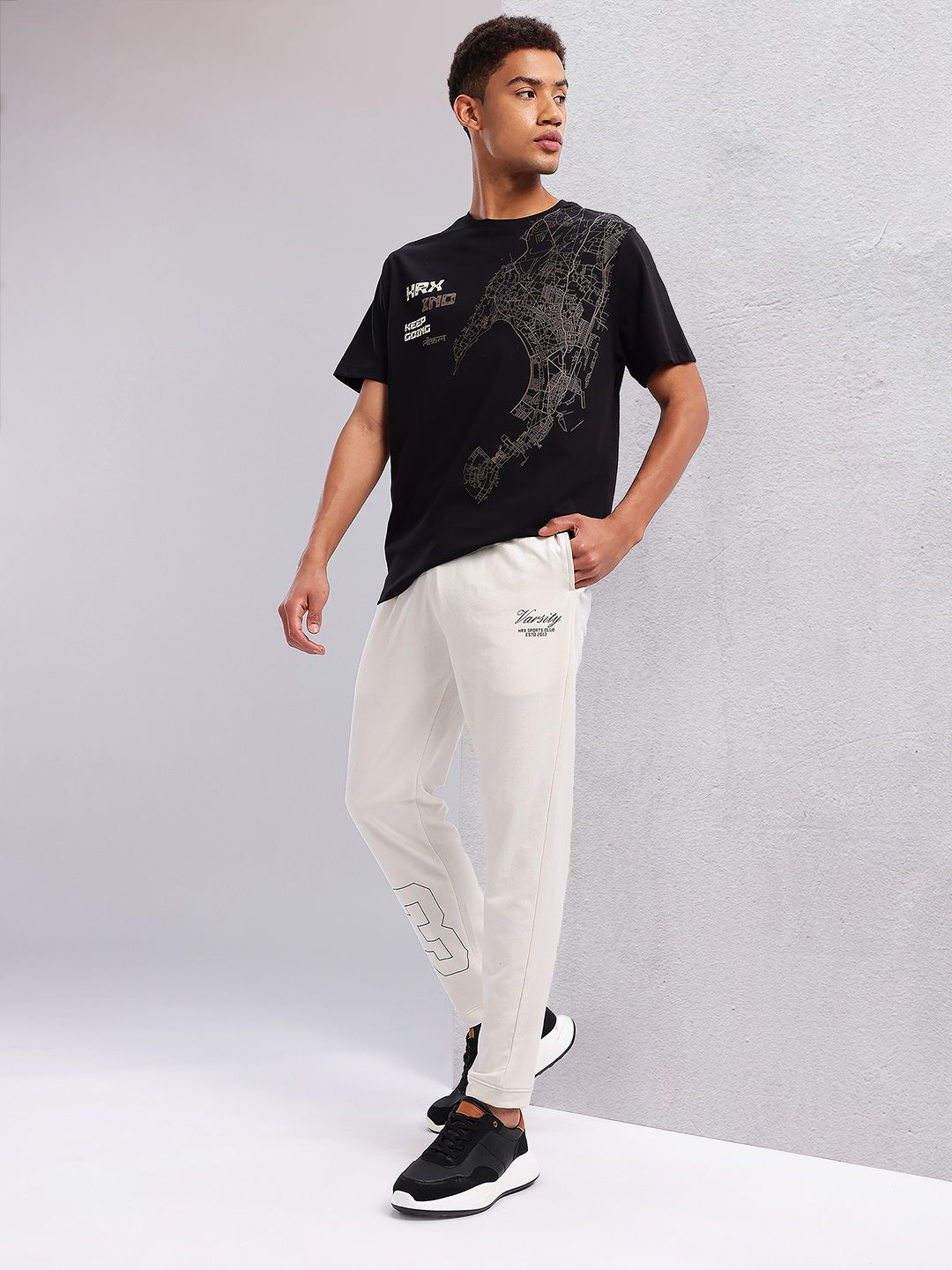 HRX by Hrithik Roshan Men Typography Print Mid-Rise Lifestyle Track Pants