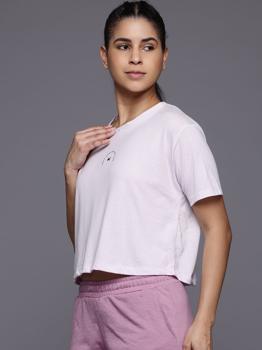 HRX by Hrithik Roshan Women Printed Pure Cotton Yoga T-shirt