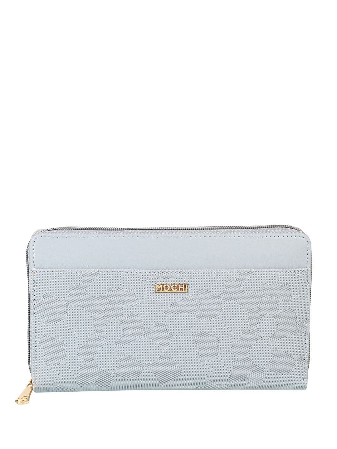Mochi Women Blue Textured Zip Around Wallet