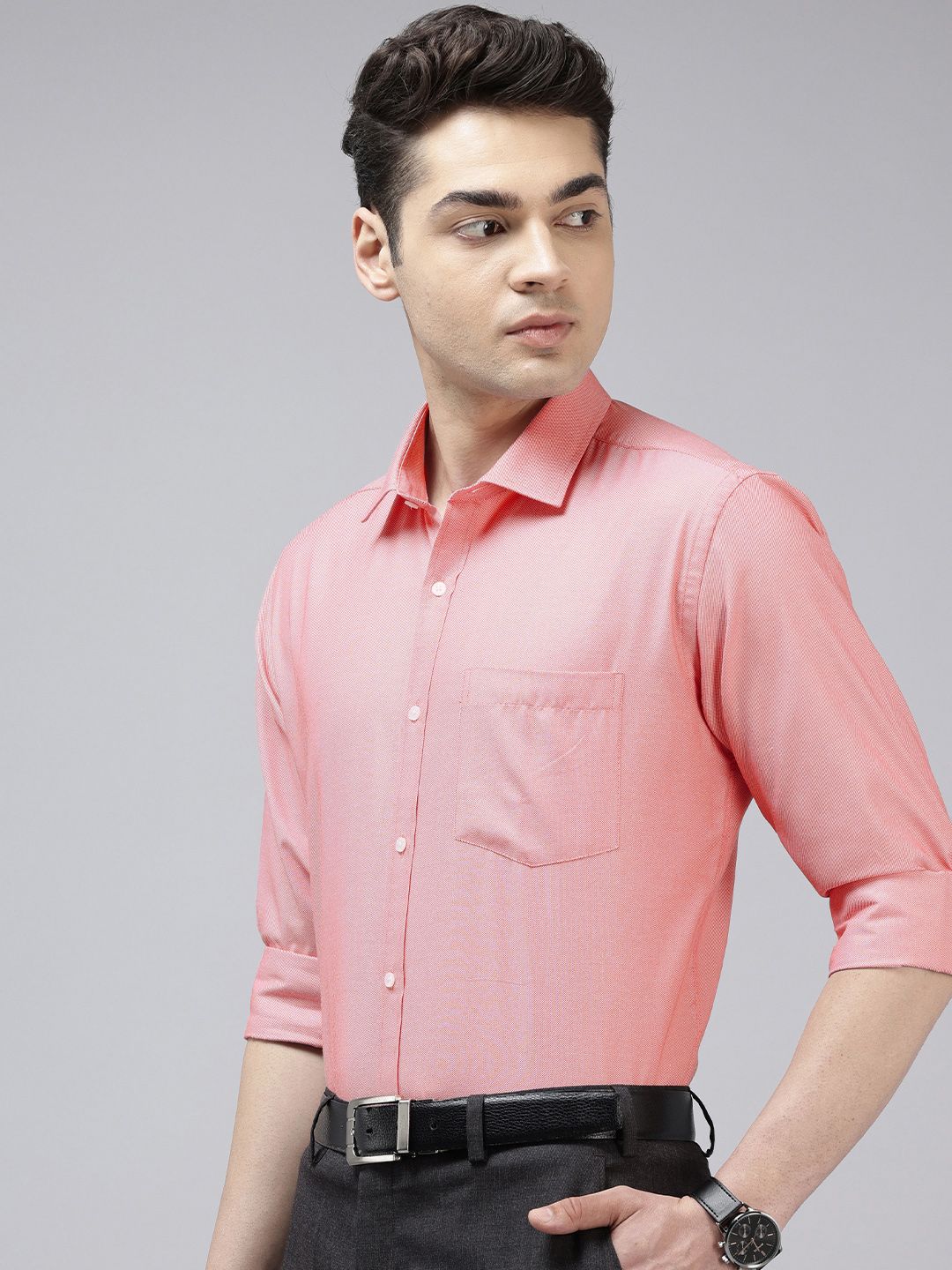 Park Avenue Self-Design Slim Fit Formal Shirt