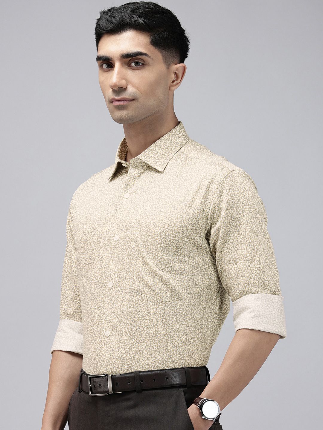 Park Avenue Slim Fit Opaque Floral Printed Pure Cotton Formal Shirt