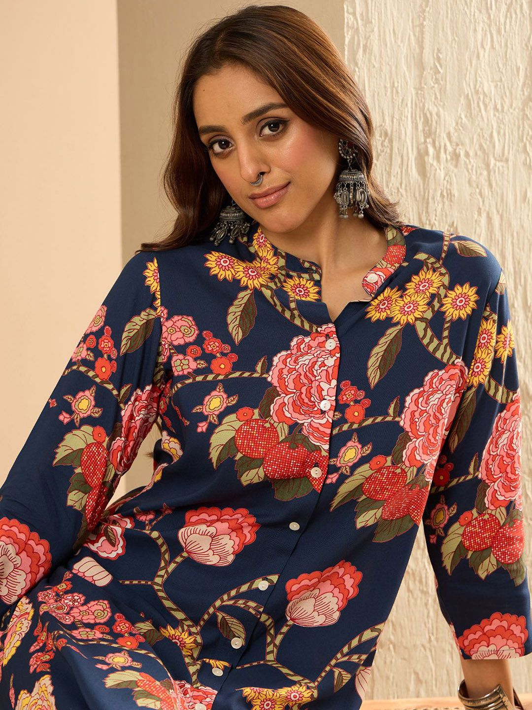 Indo Era Women Floral Printed Regular Kurta with Palazzos