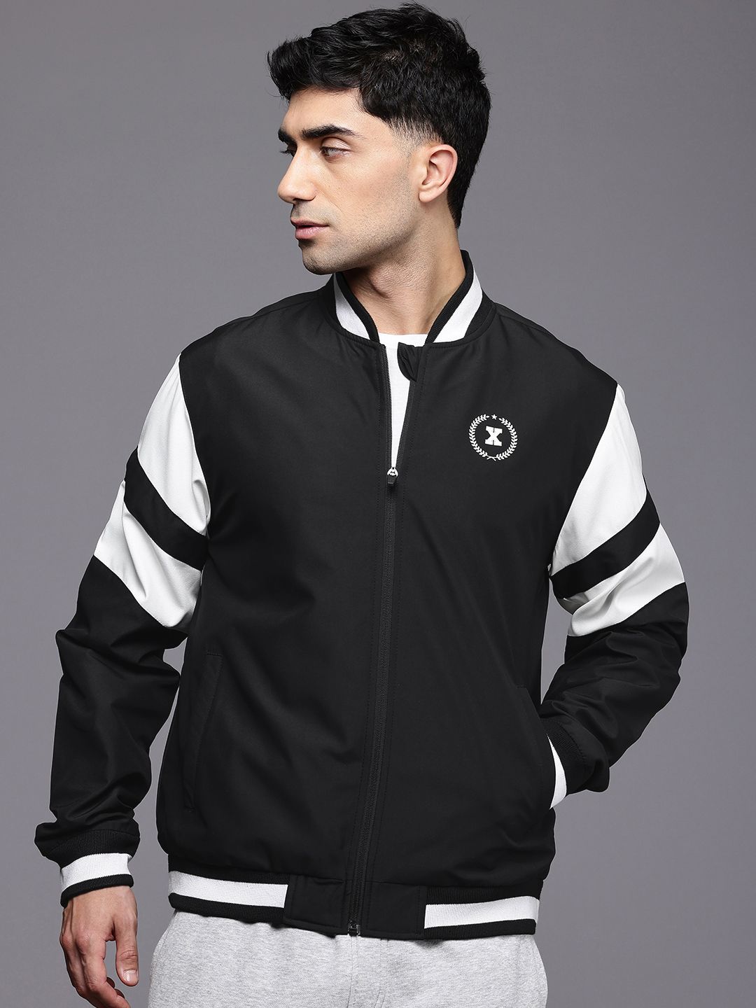 HRX by Hrithik Roshan Prosport-Collection Typography Printed Varsity Jacket
