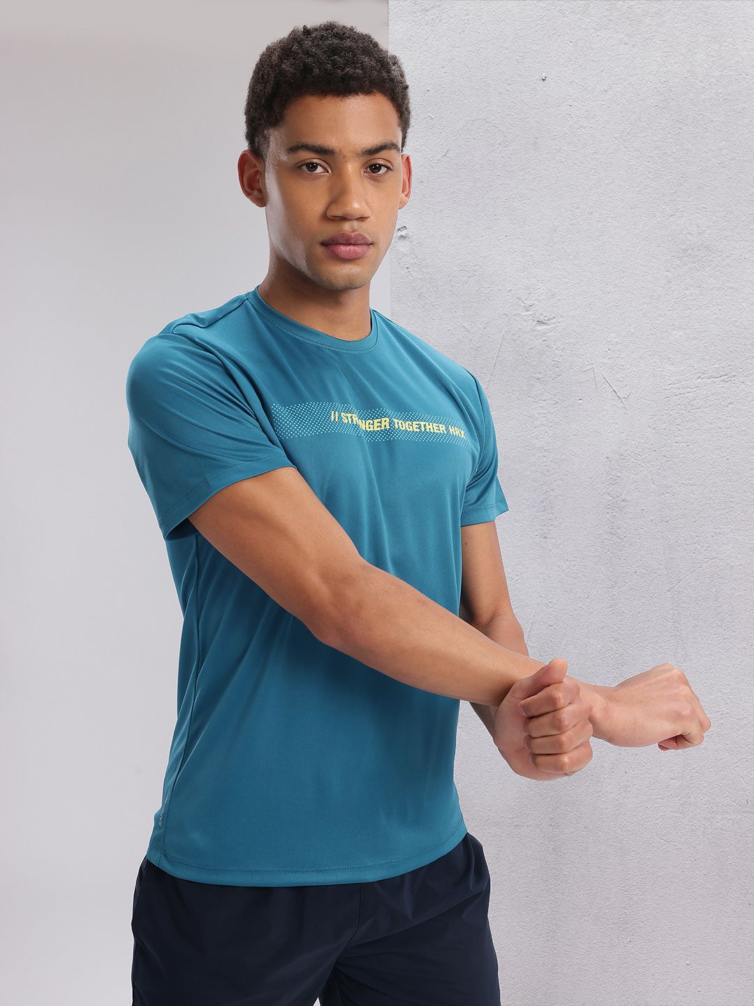 HRX by Hrithik Roshan Twin Collection Typography Printed Training  T-shirt