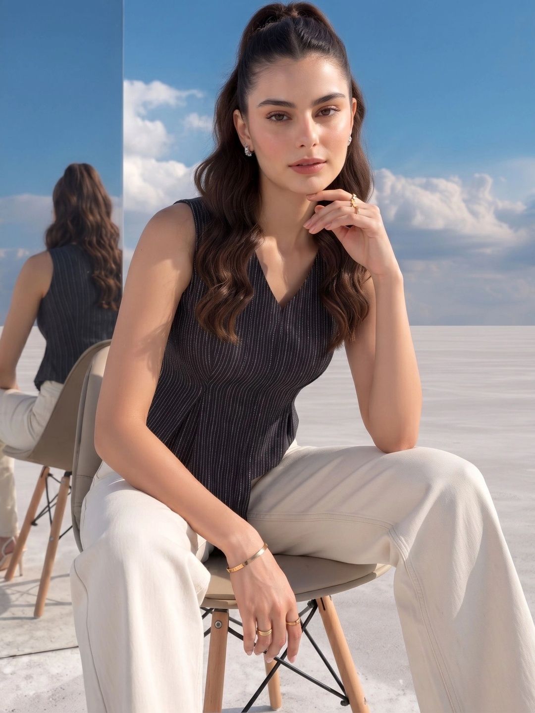 Mamicha Striped Cotton Top