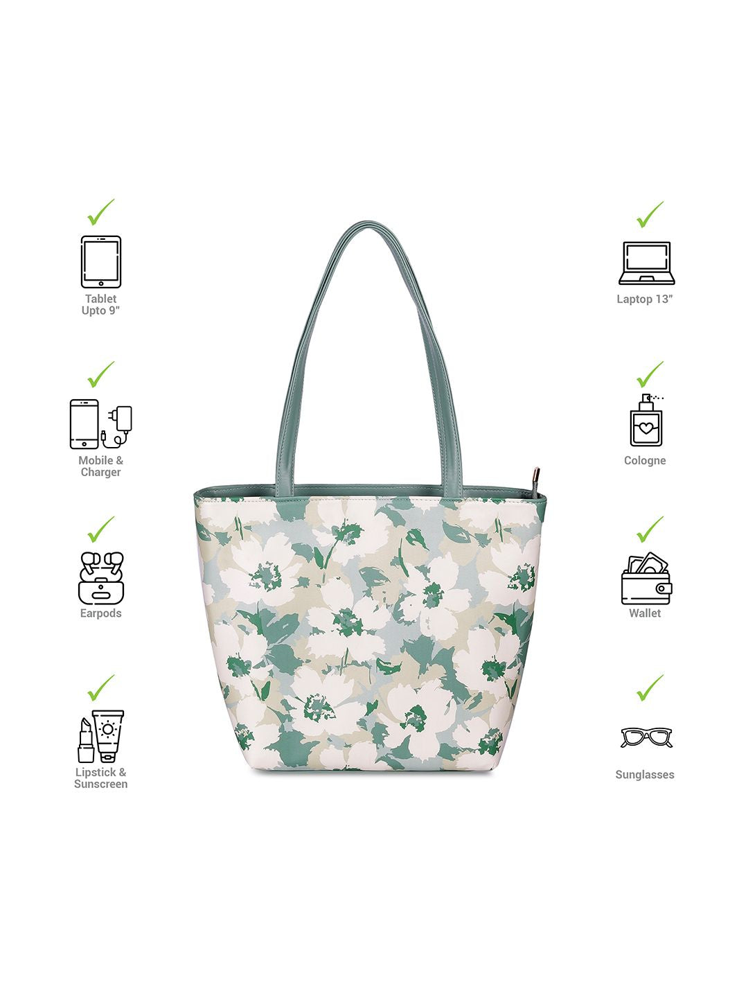 Mochi Women Floral Printed Oversized Structured Tote Bag
