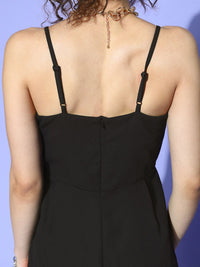 Berrylush Women Classy Black Solid Spaghetti Straps Jumpsuit