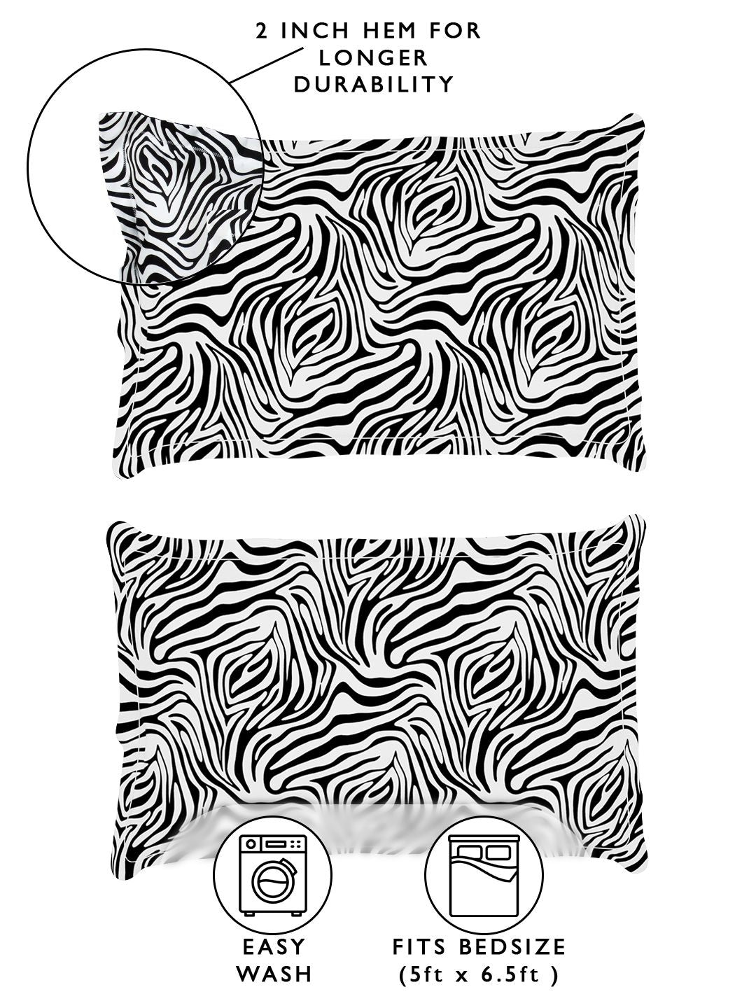 Story@home Arena Black & White Printed 180 TC Queen Bedsheet & 2 Pillow Covers