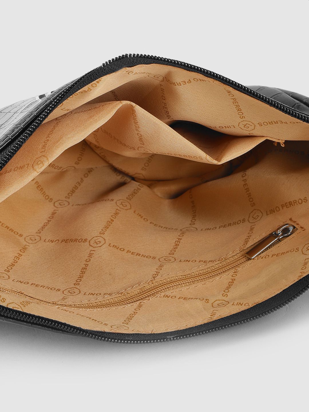 Lino Perros Black Croc Textured Baguette Bag
