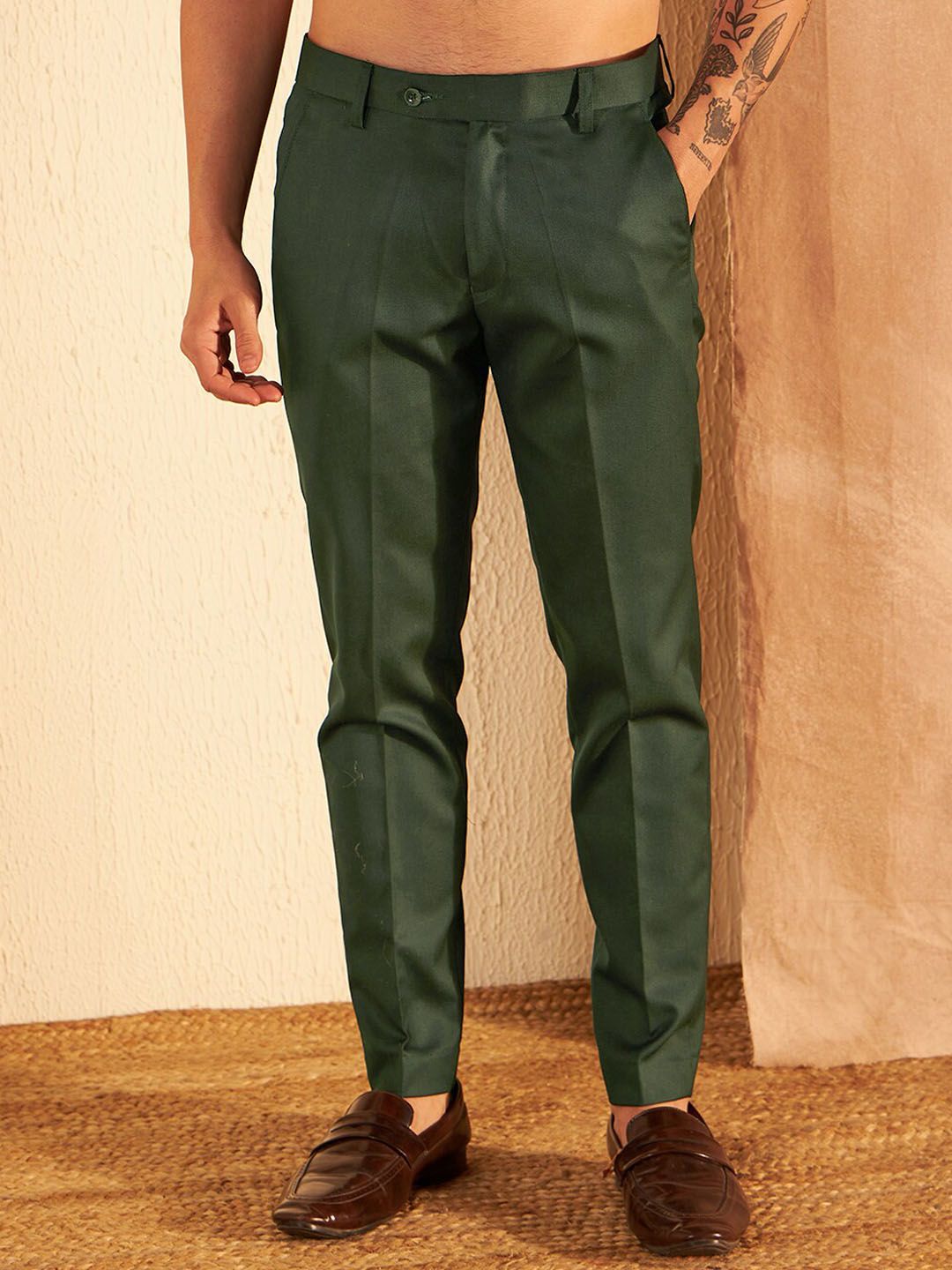DENNISON Men Smart Tapered Fit Easy Wash Trousers