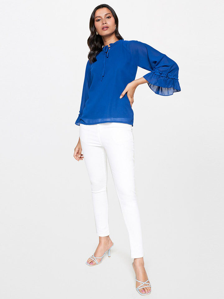 AND Tie-Up Neck Gathered Or Pleated Top