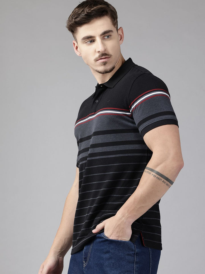 Park Avenue Striped Polo Collar T-shirt